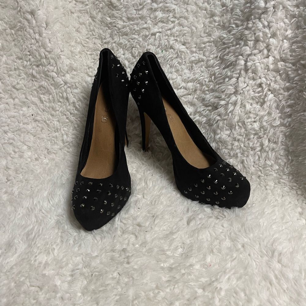 ALDO Michelino Synthetic suede Black studded Platform Heels EU R SZ41 US10.5 - Picture 2 of 10